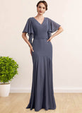 Janessa Trumpet/Mermaid V-neck Floor-Length Chiffon Mother of the Bride Dress STI126P0014951