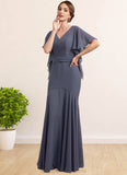 Janessa Trumpet/Mermaid V-neck Floor-Length Chiffon Mother of the Bride Dress STI126P0014951