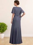 Janessa Trumpet/Mermaid V-neck Floor-Length Chiffon Mother of the Bride Dress STI126P0014951