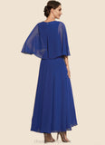 Rachel A-Line Scoop Neck Ankle-Length Chiffon Lace Mother of the Bride Dress STI126P0014953