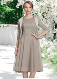 Alexa A-Line Scoop Neck Knee-Length Chiffon Lace Mother of the Bride Dress STI126P0014955