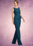 Penny Jumpsuit/Pantsuit Scoop Neck Floor-Length Chiffon Mother of the Bride Dress With Beading Cascading Ruffles STI126P0014956