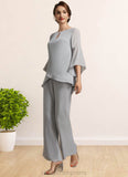 Lily Jumpsuit/Pantsuit Scoop Neck Ankle-Length Chiffon Mother of the Bride Dress STI126P0014958