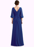 Emilia A-Line Scoop Neck Floor-Length Chiffon Mother of the Bride Dress With Ruffle Beading STI126P0014963