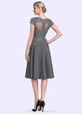 Jill A-Line V-neck Knee-Length Mother of the Bride Dress With Beading STI126P0014965