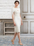 Eliana Sheath/Column Sweetheart Knee-Length Lace Stretch Crepe Mother of the Bride Dress With Beading STI126P0014973