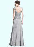 Rachael A-Line V-neck Floor-Length Chiffon Mother of the Bride Dress With Appliques Lace STI126P0014974