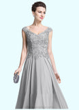 Rachael A-Line V-neck Floor-Length Chiffon Mother of the Bride Dress With Appliques Lace STI126P0014974