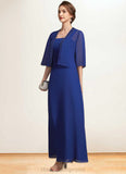 Brooklynn A-Line Square Neckline Ankle-Length Chiffon Mother of the Bride Dress With Ruffle STI126P0014982