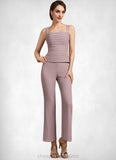 Eve Jumpsuit/Pantsuit Square Neckline Ankle-Length Chiffon Mother of the Bride Dress With Ruffle STI126P0014984