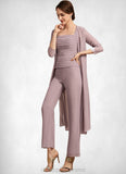 Eve Jumpsuit/Pantsuit Square Neckline Ankle-Length Chiffon Mother of the Bride Dress With Ruffle STI126P0014984