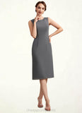 Paisley Sheath/Column Scoop Neck Knee-Length Chiffon Mother of the Bride Dress With Lace STI126P0014986