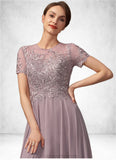 Nola A-Line Scoop Neck Floor-Length Chiffon Lace Mother of the Bride Dress With Beading Sequins STI126P0014987