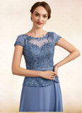 Genesis A-Line Scoop Neck Floor-Length Chiffon Lace Mother of the Bride Dress STI126P0014989