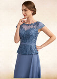 Genesis A-Line Scoop Neck Floor-Length Chiffon Lace Mother of the Bride Dress STI126P0014989