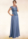 Genesis A-Line Scoop Neck Floor-Length Chiffon Lace Mother of the Bride Dress STI126P0014989