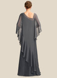 Hedwig Sheath/Column One-Shoulder Floor-Length Chiffon Mother of the Bride Dress STI126P0014995