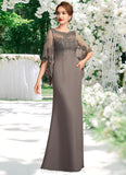 Catherine Sheath/Column Scoop Neck Floor-Length Chiffon Lace Mother of the Bride Dress STI126P0014996