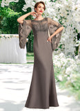 Catherine Sheath/Column Scoop Neck Floor-Length Chiffon Lace Mother of the Bride Dress STI126P0014996