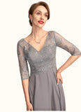 Lucy A-Line V-neck Floor-Length Chiffon Lace Mother of the Bride Dress With Sequins STI126P0014999