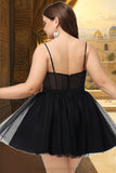 Addison A-line Square Short/Mini Satin Tulle Homecoming Dress STIP0020491