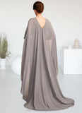 Grace Sheath/Column Scoop Neck Sweep Train Chiffon Mother of the Bride Dress With Split Front STI126P0015000