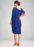 Guadalupe Sheath/Column V-neck Knee-Length Chiffon Mother of the Bride Dress With Beading Sequins STI126P0015013