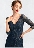 Gia A-Line V-neck Floor-Length Lace Mother of the Bride Dress With Sequins STI126P0015015