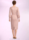 Jayla Sheath/Column Scoop Neck Knee-Length Chiffon Lace Mother of the Bride Dress With Beading Sequins STI126P0015020