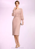 Jayla Sheath/Column Scoop Neck Knee-Length Chiffon Lace Mother of the Bride Dress With Beading Sequins STI126P0015020