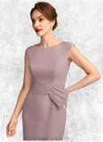 Penelope Sheath/Column Scoop Neck Knee-Length Chiffon Mother of the Bride Dress With Ruffle Sequins STI126P0015023