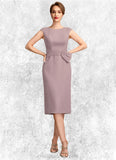 Penelope Sheath/Column Scoop Neck Knee-Length Chiffon Mother of the Bride Dress With Ruffle Sequins STI126P0015023