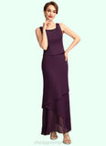 Selena Sheath/Column Scoop Neck Ankle-Length Chiffon Mother of the Bride Dress With Beading Sequins STI126P0015024