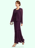 Selena Sheath/Column Scoop Neck Ankle-Length Chiffon Mother of the Bride Dress With Beading Sequins STI126P0015024