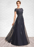 Anika A-Line Scoop Neck Floor-Length Tulle Lace Mother of the Bride Dress With Beading STI126P0015029