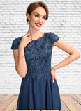 Alexia A-Line Scoop Neck Tea-Length Chiffon Lace Mother of the Bride Dress STI126P0015032