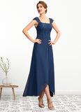 Brooke A-Line Square Neckline Asymmetrical Chiffon Lace Mother of the Bride Dress STI126P0015034