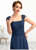 Brooke A-Line Square Neckline Asymmetrical Chiffon Lace Mother of the Bride Dress STI126P0015034