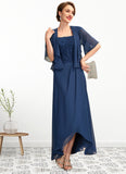 Brooke A-Line Square Neckline Asymmetrical Chiffon Lace Mother of the Bride Dress STI126P0015034