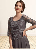 Raven A-Line Scoop Neck Floor-Length Chiffon Lace Mother of the Bride Dress With Beading Sequins STI126P0015036