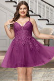 Martha A-line V-Neck Short/Mini Lace Tulle Homecoming Dress With Sequins STIP0020500