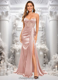 Kyla Trumpet/Mermaid Sweetheart Sweep Train Stretch Satin Prom Dresses STIP0025836