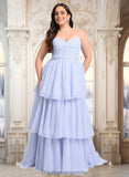 Rebekah Ball-Gown/Princess Sweetheart Sweep Train Tulle Prom Dresses With Bow STIP0025843