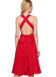 Monserrat A-line V-Neck Chiffon Cocktail Dress With Bow Ruffle STIP0020958