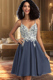 Aurora A-line V-Neck Short/Mini Chiffon Homecoming Dress With Beading Sequins STIP0020564