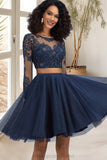 Baylee A-line Scoop Short/Mini Tulle Homecoming Dress STIP0020573