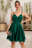 Isabel A-line V-Neck Short/Mini Silky Satin Homecoming Dress STIP0020463