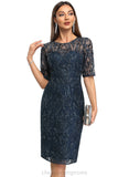 Isla Sheath/Column Scoop Knee-Length Lace Cocktail Dress With Sequins STIP0020921