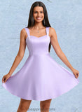 Sarah A-line Sweetheart Short Satin Homecoming Dress With Bow STIP0025682