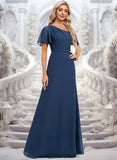 Krystal A-line Asymmetrical Floor-Length Chiffon Bridesmaid Dress With Ruffle STIP0025801